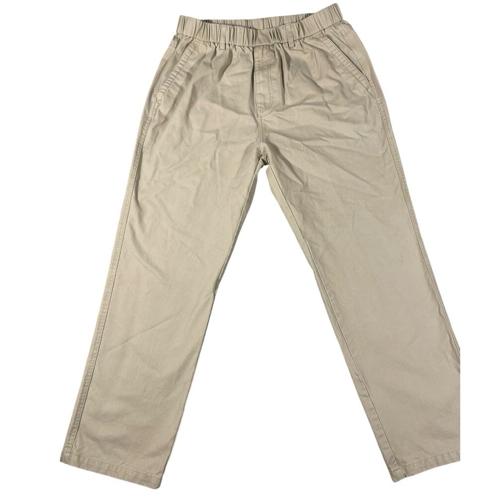 Men's Elastic Waist Khaki Pants 36x30 Beige Casual Comfort Stretch Unbranded